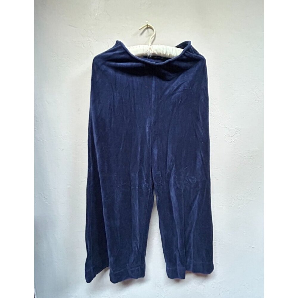 Gudrun Sjöden Womens Wide Leg Crop Lounge Pants Velvet Pull On Blue Small Casual
